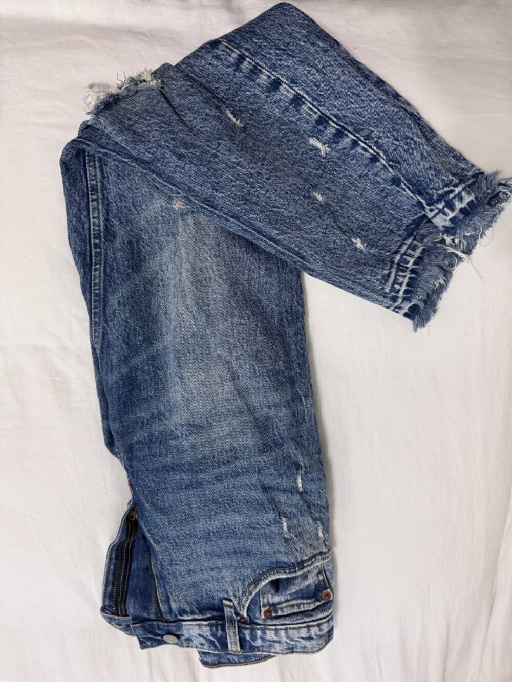 Abercrombie & Fitch Distressed High Rise Straight Jeans, 28 Regular